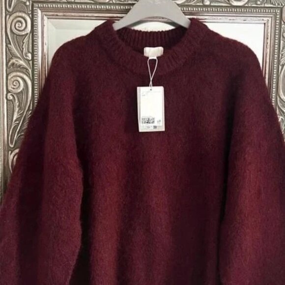 H&M burgundy mohair jumper (rrp85) size:l / 12 - Picture 1 of 4
